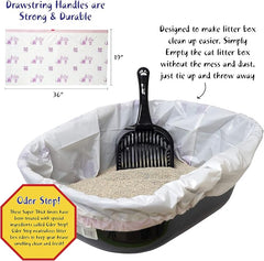 15 Count Fresh Kitty Litter Box Liners Super Thick, Durable, Easy Clean Up Jumbo Drawstring Scented Litter Pan Box Liners, Bags for Pet Cats