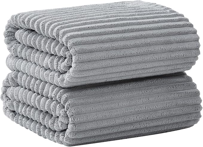 2 Piece Bath Sheets, 40"x80" Microfiber Bath Towels, Grey | Extra-large size, Quick dry, Highly Absorbent, Lint Free .shower towels for bathroom gym spa .Big and Tall users