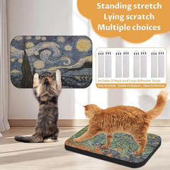 2 Pack Cat Wall Scratcher, Art Cat Scratching Board for Cats | Wall Mounted Cat Scratch Pad, Water-Based Ink, Hook&Loop Strips, Floor or Wall Use, 16.7x11x1 Inch, Series 1